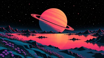 Colossal Seated Robot Under Alien Stars