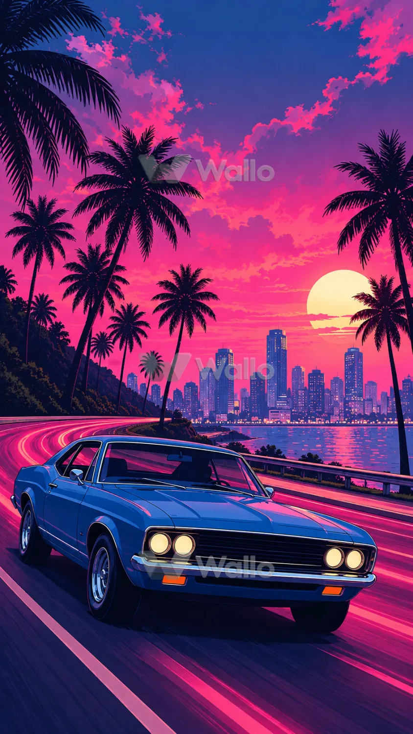 Blue Coupe Coastal Drive