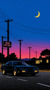 New Retro Moonlit Road