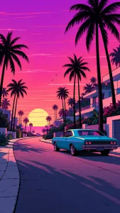 Turquoise Coupe on Palm Avenue