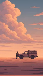 Peach Clouds and Pickup