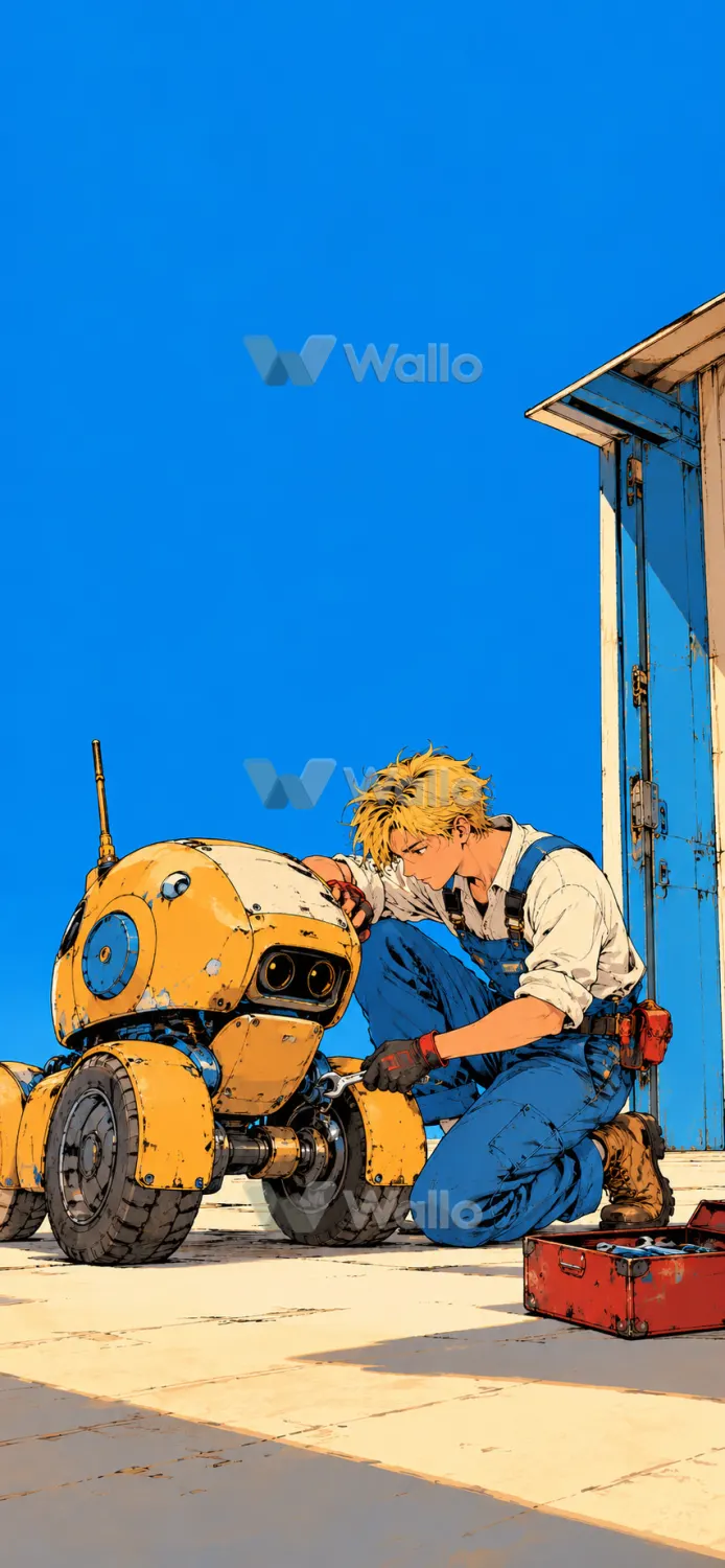 Retro Anime Rider Beneath Open Sky