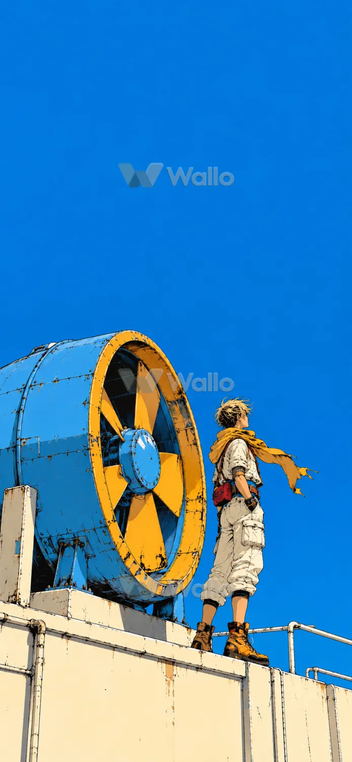 Retro Anime Journey Beneath a Clear Sky
