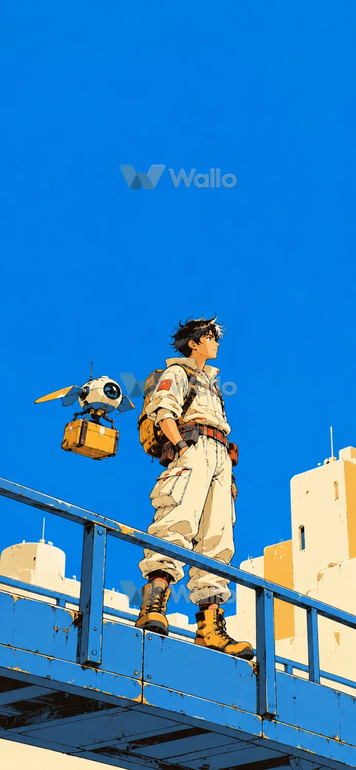 Retro Anime Vehicle Beneath Endless Sky