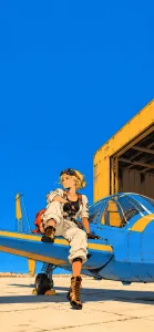 Retro Anime Ride Beneath Open Sky
