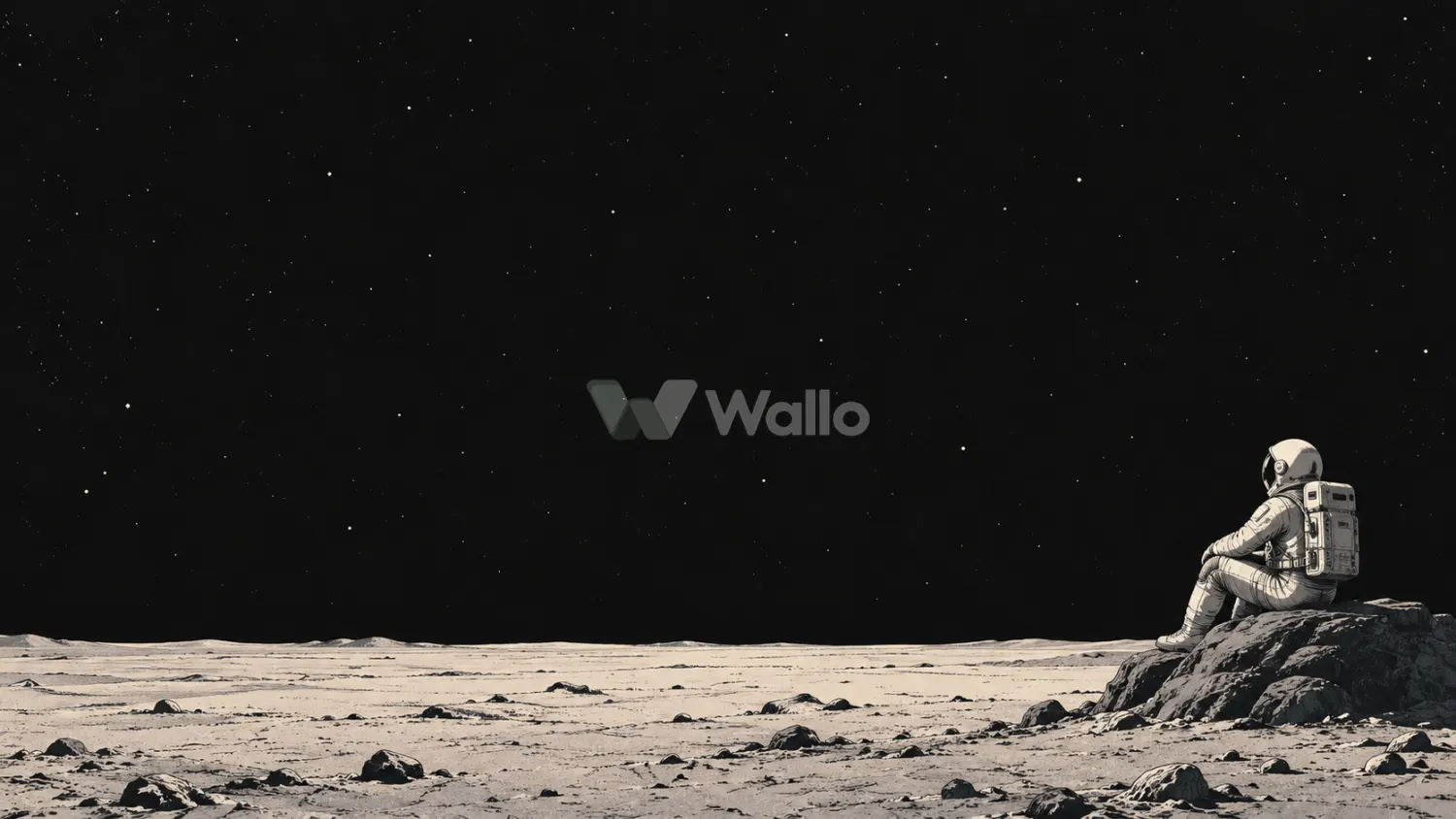 Solitary Astronaut on an Alien Rock