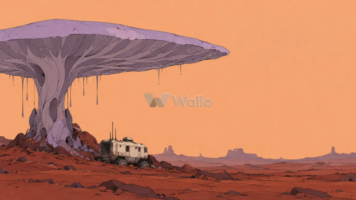 Abandoned Survey Vehicle Under Lilac Mushroom