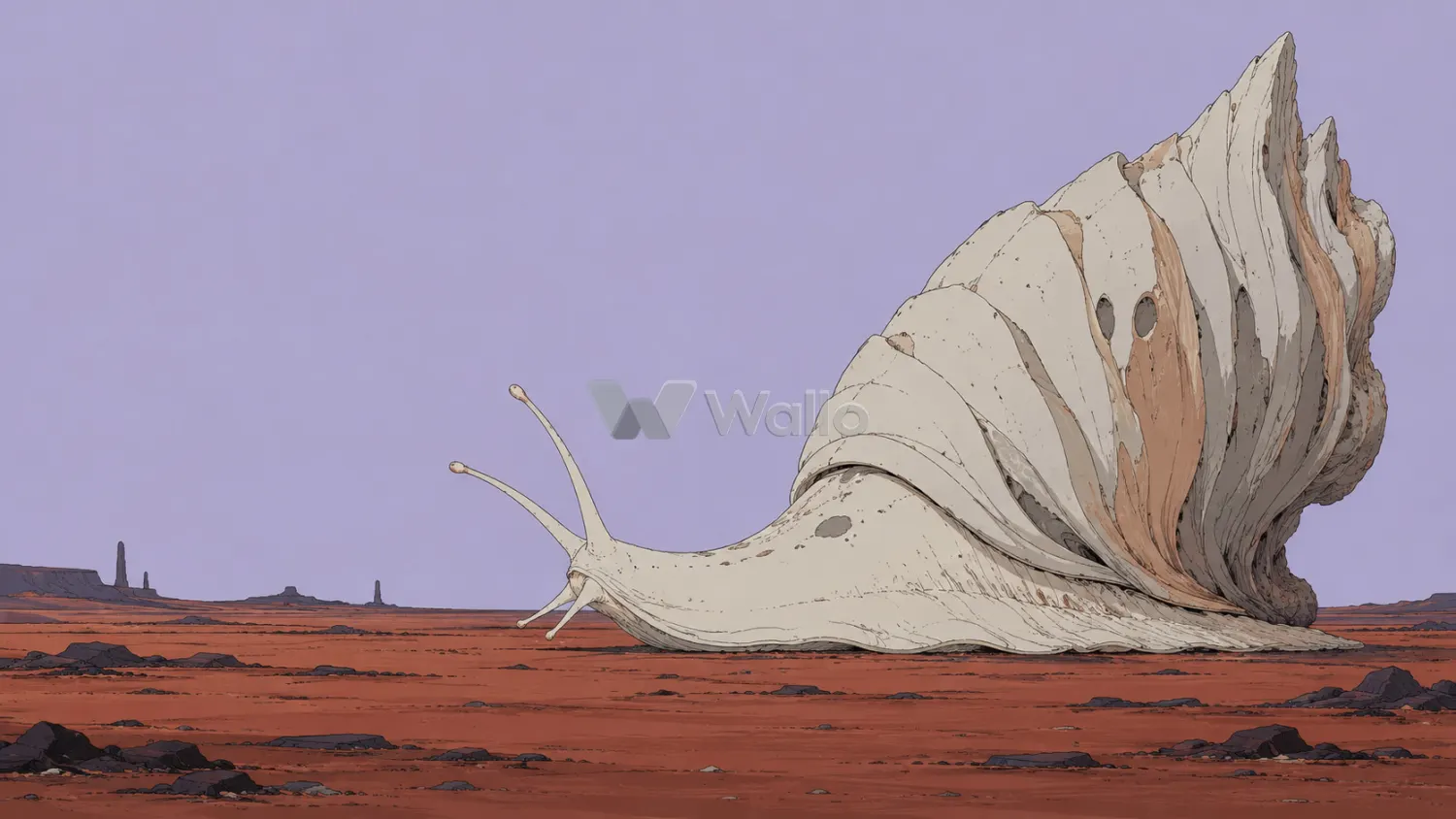 Ivory Alien Snail on Rust Plain