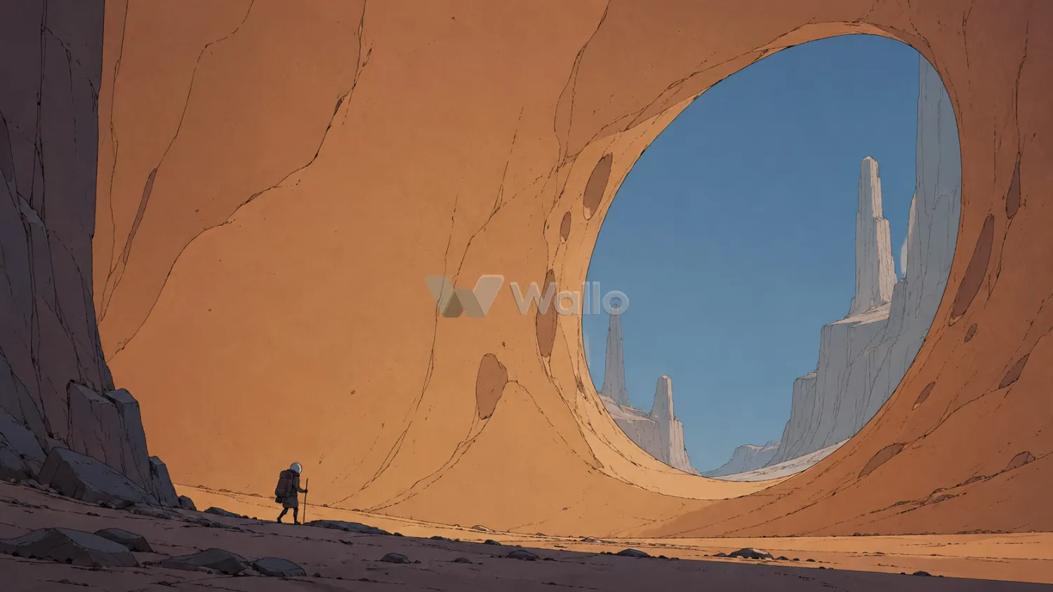 Tiny Explorer Beneath the Ochre Arch
