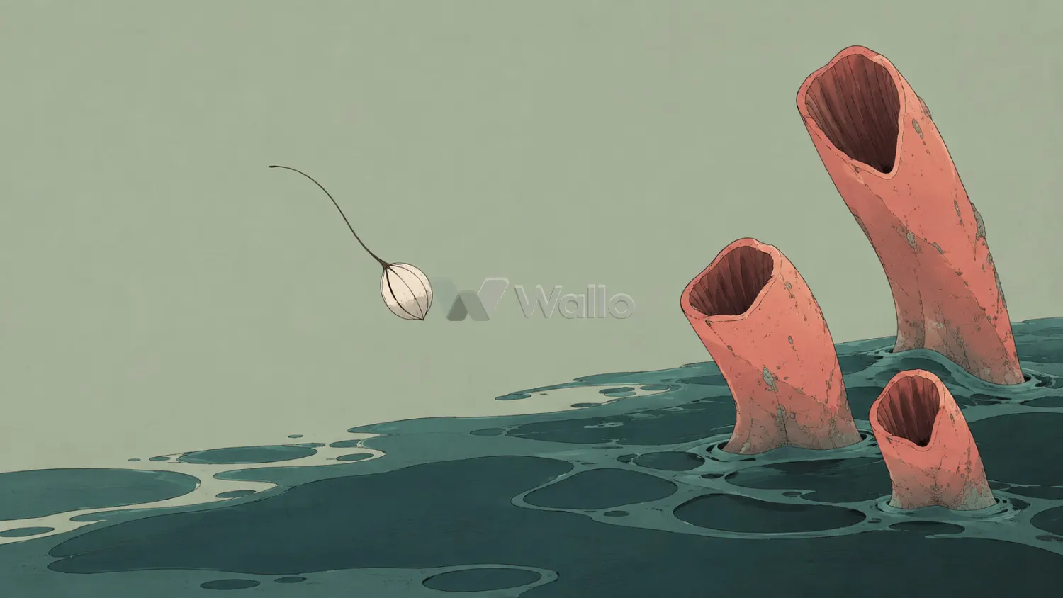 Three Coral Tubes, One Floating Seed