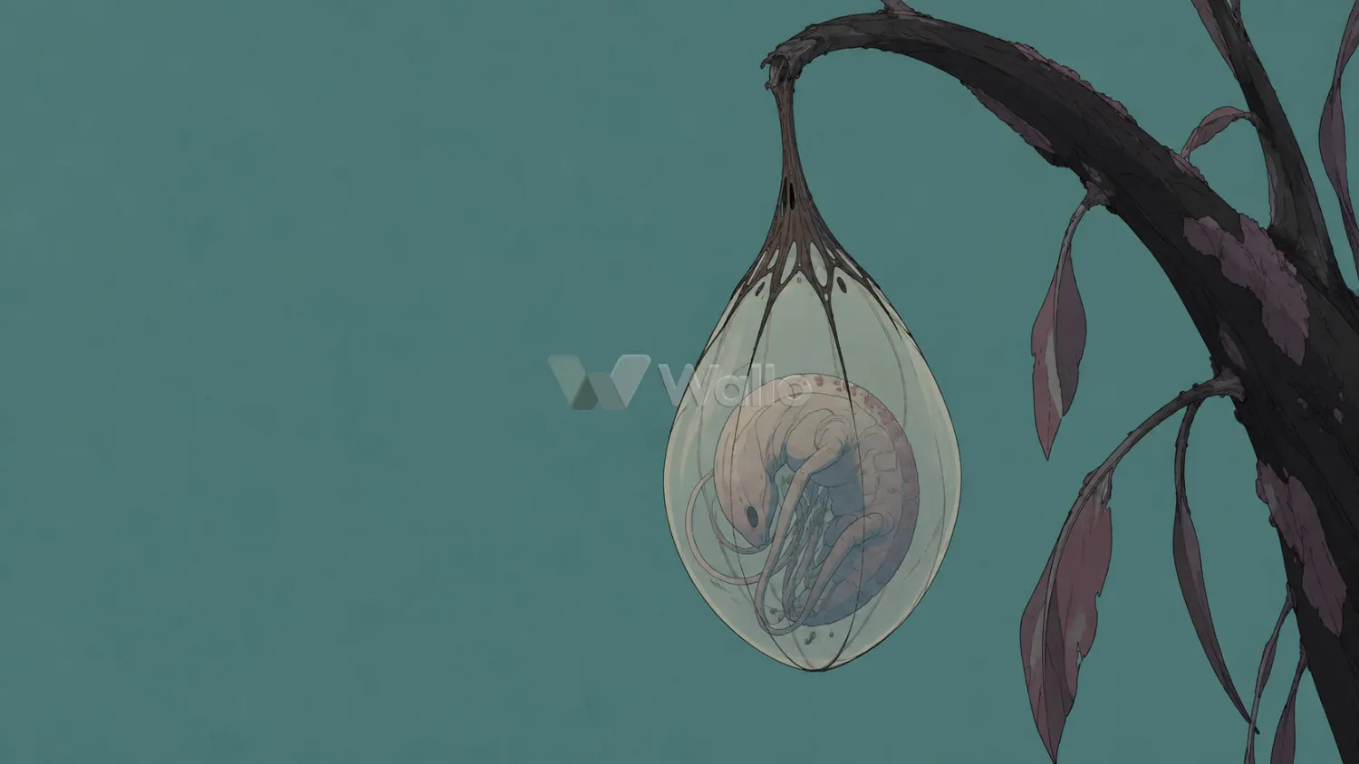 Curled Alien in Hanging Seed Pod
