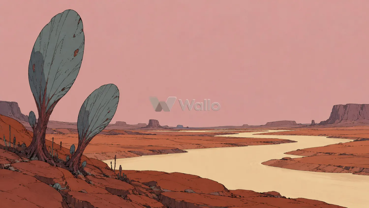 Quiet Alien River Through Terracotta Plains