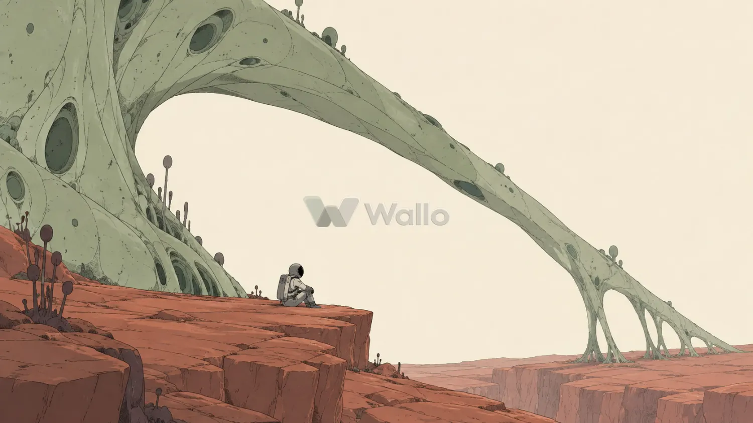 Tiny Astronaut Beneath a Living Arch