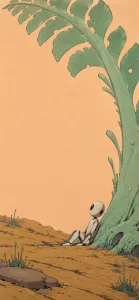 Small Robot Beneath a Mint Fern