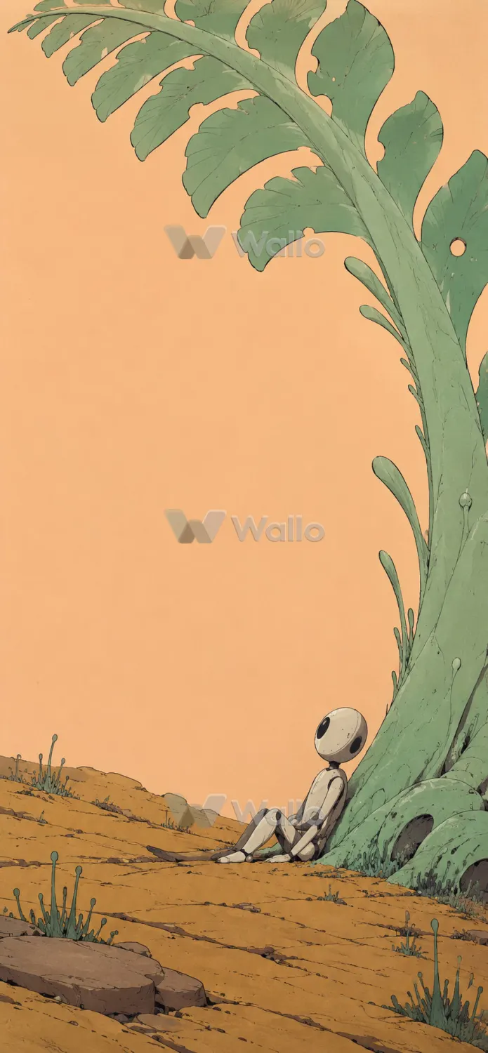 Small Robot Beneath a Mint Fern