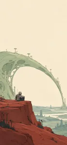 Astronaut Beneath a Living Crescent
