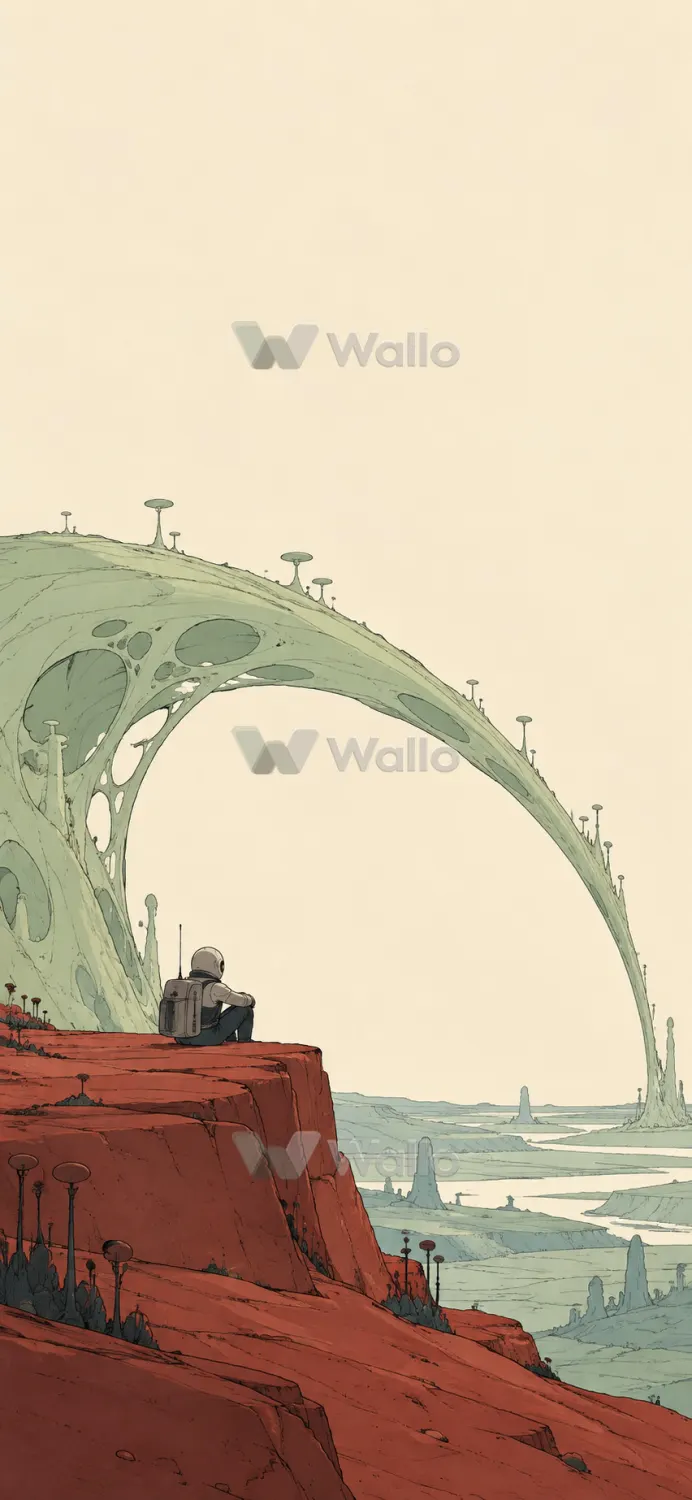 Astronaut Beneath a Living Crescent