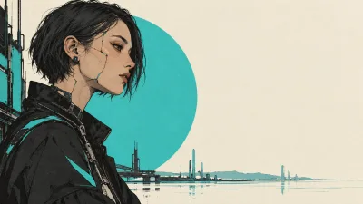 Cybernetic Profile in Ivory and Turquoise