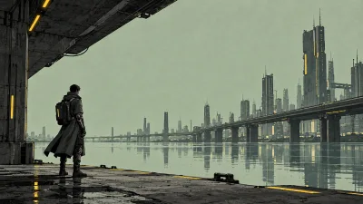 Cybernetic Courier Beneath the Overpass