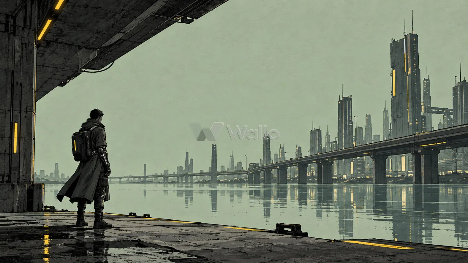 Cybernetic Courier Beneath the Overpass