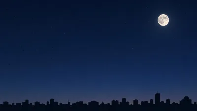 Minimal Moonlit City Skyline