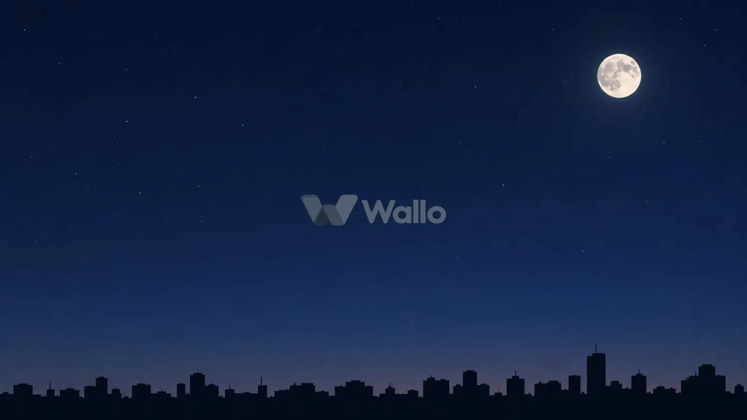 Minimal Moonlit City Skyline