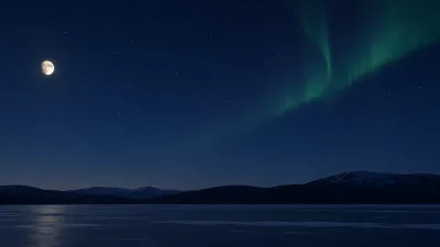 Indigo Aurora Over a Frozen Lake