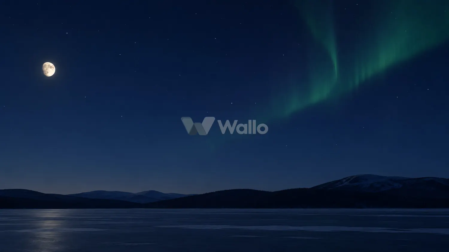 Indigo Aurora Over a Frozen Lake
