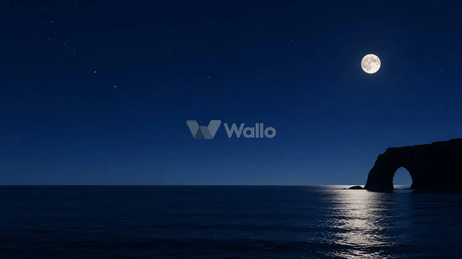 Moonlit Cliff Arch Over Calm Sea