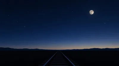 Moonlit Rails Beneath a Navy Sky