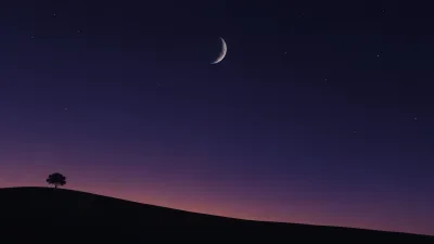 Waning Crescent Over a Quiet Hill