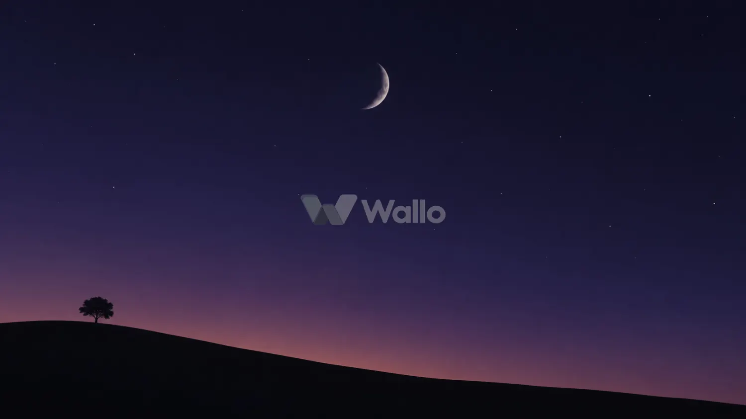 Waning Crescent Over a Quiet Hill