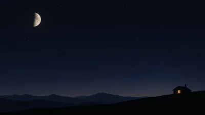 Half Moon Over a Solitary Cabin