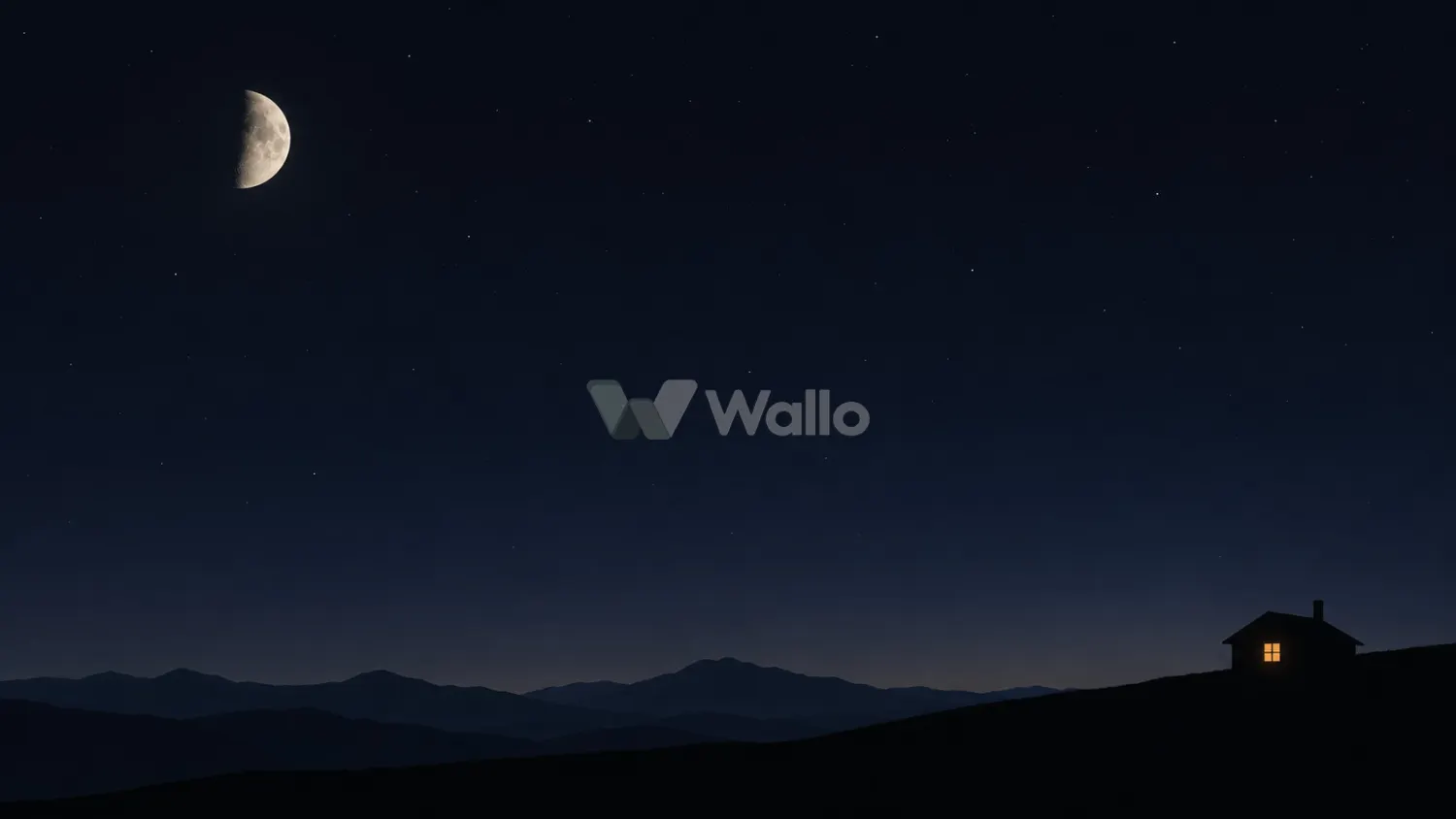 Half Moon Over a Solitary Cabin