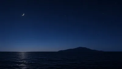Crescent Moon Over a Silent Ocean