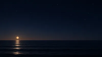 Moonlit Horizon Over a Quiet Ocean