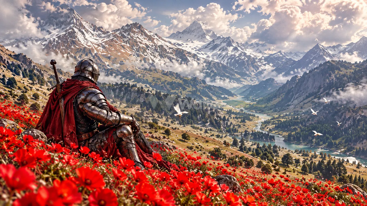 Knight Above the Alpine Valley
