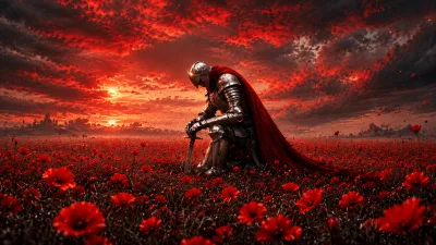 Knight in the Crimson Poppy Field