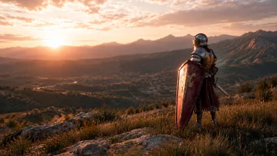 Knight, Red Lion Shield, and Sunset Valleys
