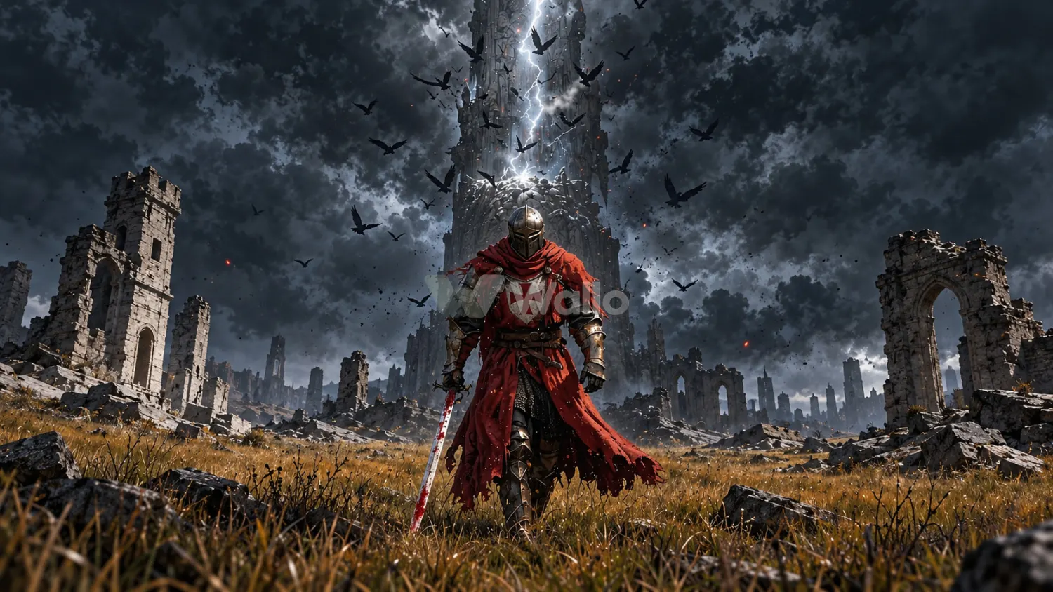 Red Crusader Beneath the Lightning Tower