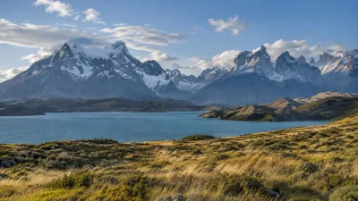 Patagonia Peaks Across the Lake