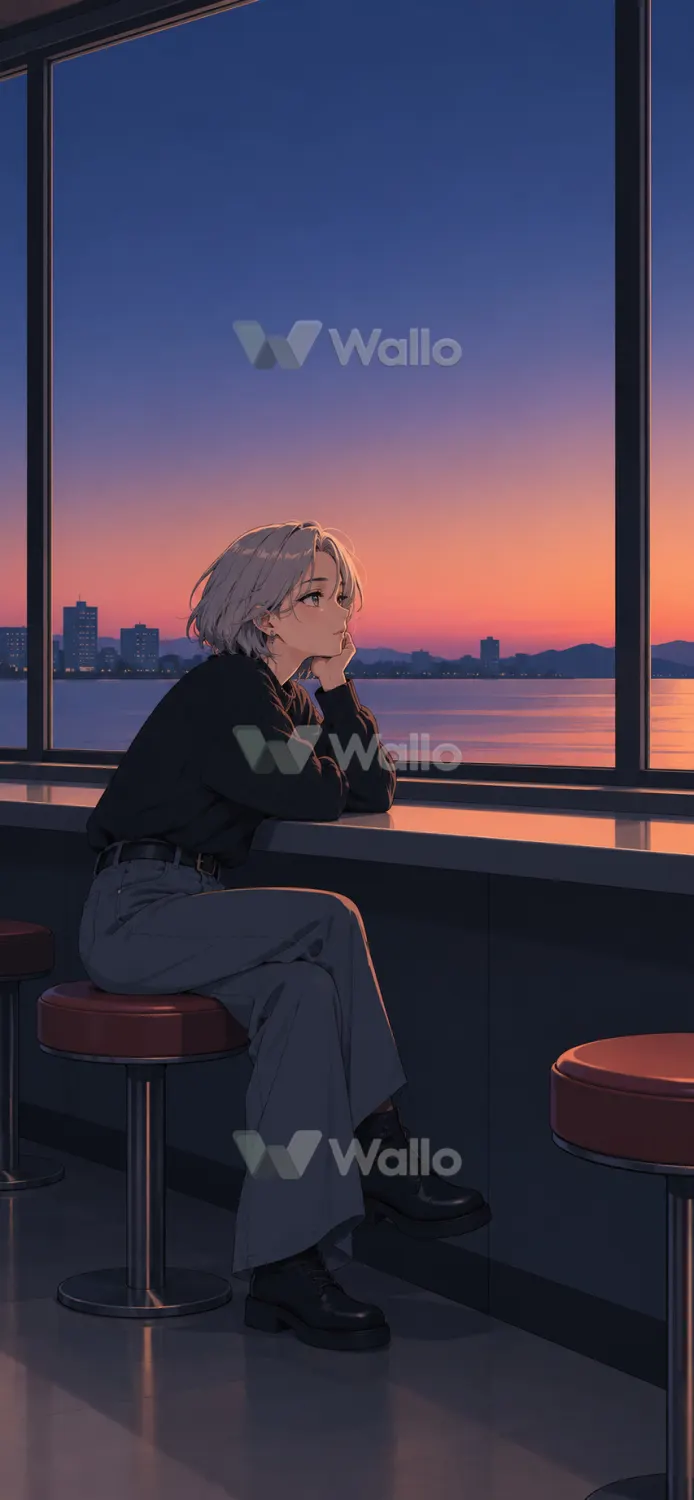 Quiet Diner Solitude at Dusk