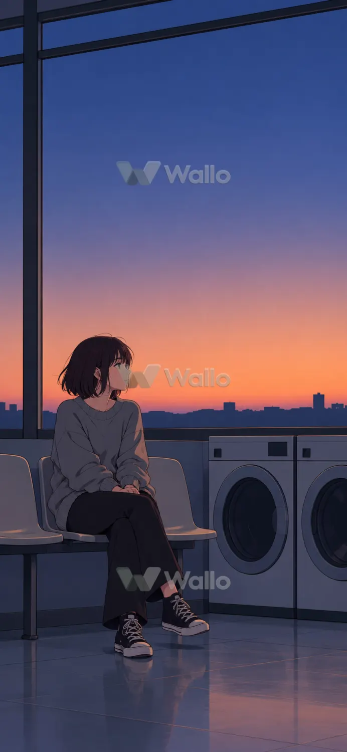 Solitary Laundromat at Dusk