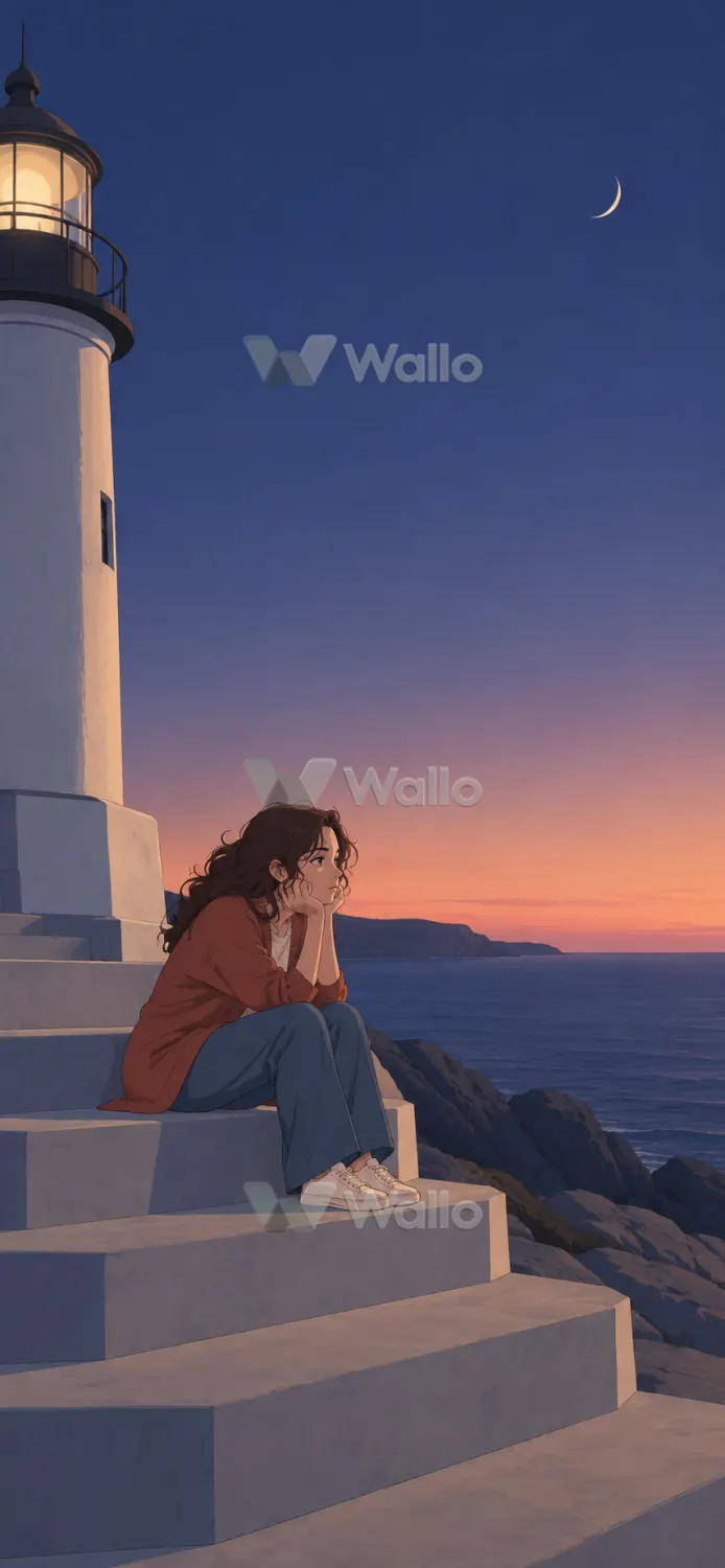 Lone Woman on Lighthouse Steps