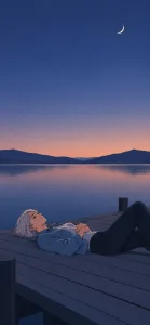 Silver-Haired Woman on a Quiet Lake Pier