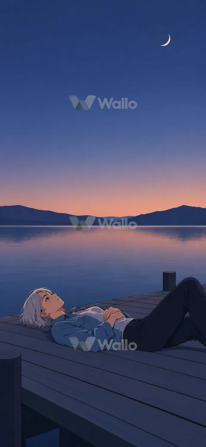 Silver-Haired Woman on a Quiet Lake Pier