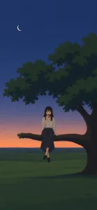 Woman Eating an Apple on a Branch
