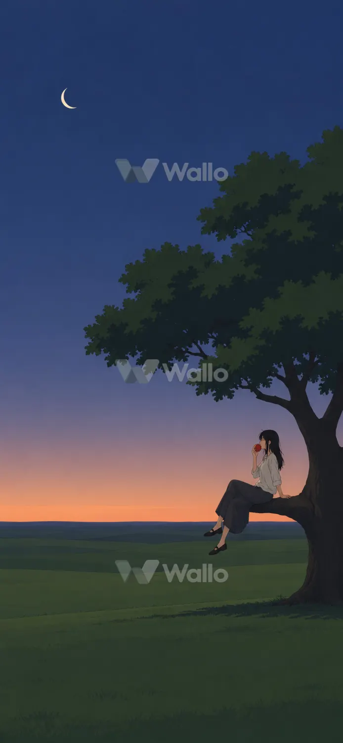 Lone Apple Tree at Dusk