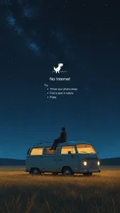 Teal Camper Beneath Sparse Stars