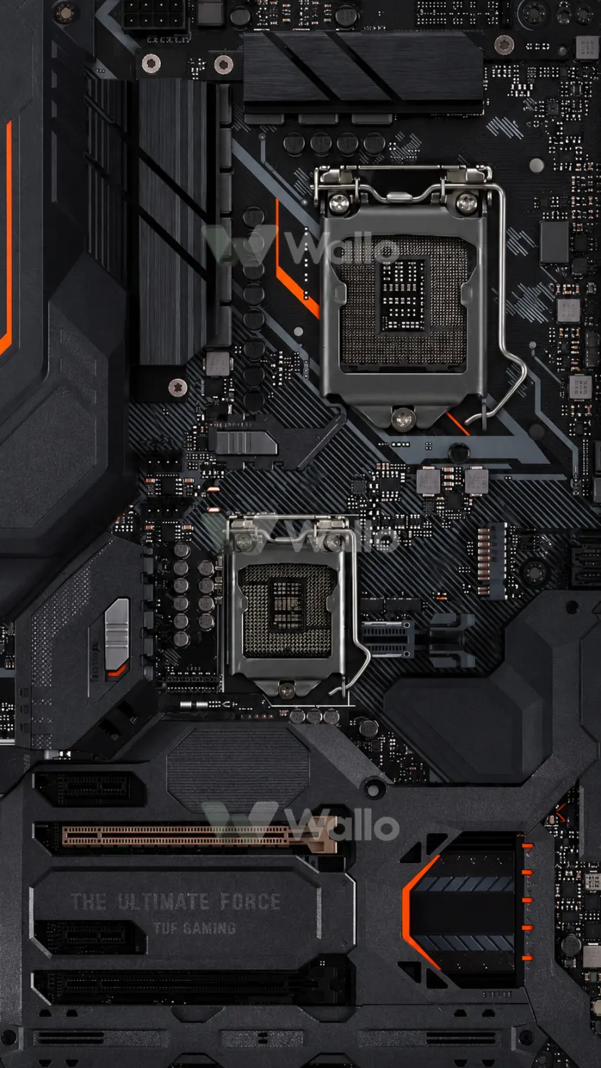 Charcoal Circuit Board With Orange Accents